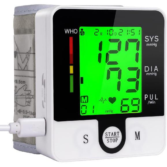 Wrist Blood Pressure Monitor for Home Use Digital Automatic Talking Wrist Blood Pressure Cuff, Rechargeable Blood Pressure Machine Adjustable Bp Cuff
