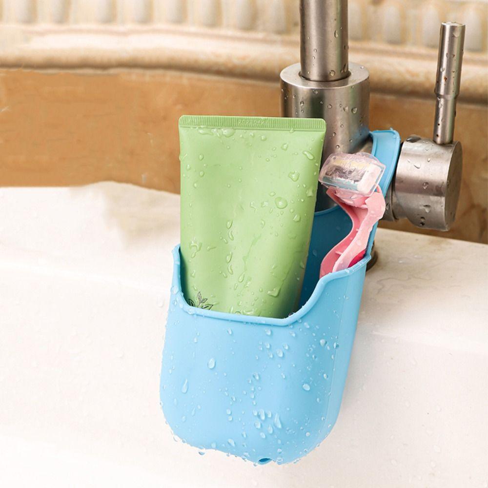 Silicone PVC Plastic Soap Dish Soft Sink Drain Rack Sink Hanging Storage Bag Home