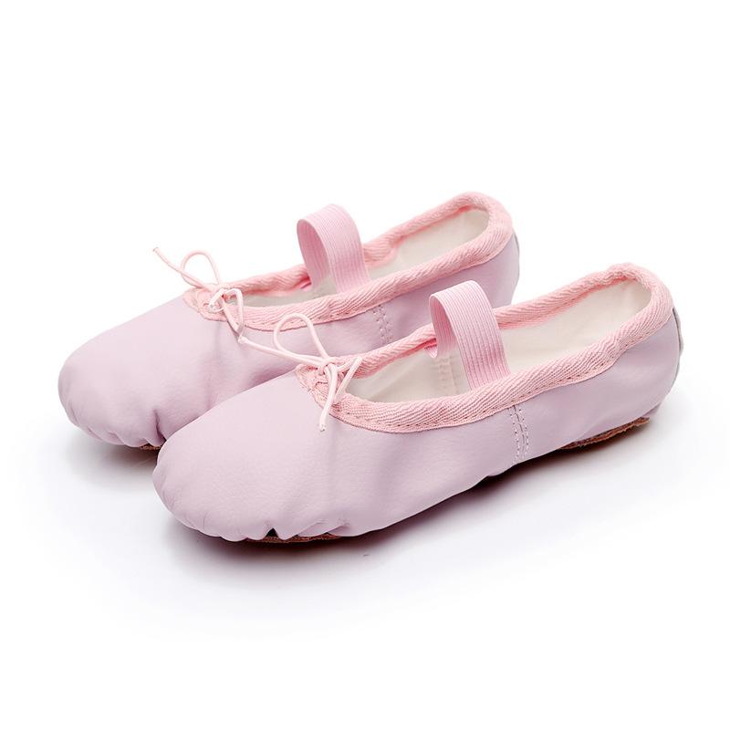 Scarpette da ballo per bambina, morbide in pelle, ballerine, suola intera, allacciate, per yoga, ginnastica, ragazzi, prove sul palco, scarpette da ballerina