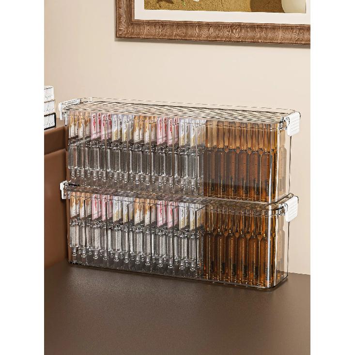Transparent Acrylic Desktop Storage Box Cosmetic Organizer Plastic Rectangular Home Organization Tool Divided Lid Storage Box