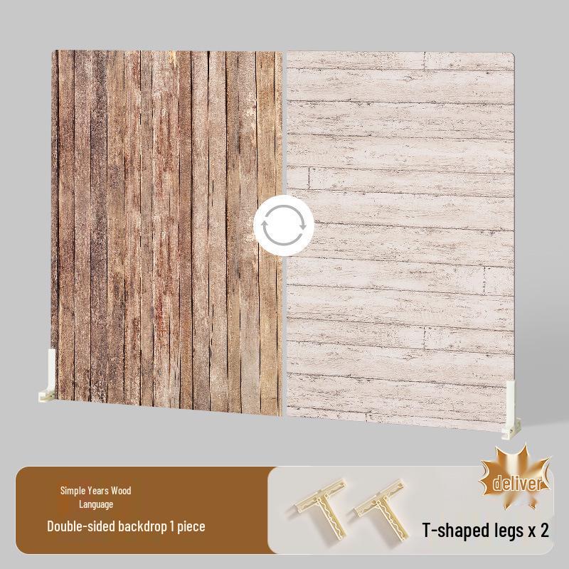 Retro Doppelseitige Wasserdichte PVC Fotografie Hintergrundplatte – Holzmaserung Stillleben Landschaft