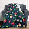 1pc Floral Pattern Lightweight Flannel Blanket, Comfortable and Warm Blanket, for Office and Camping Sofa Bed, Livingroom141