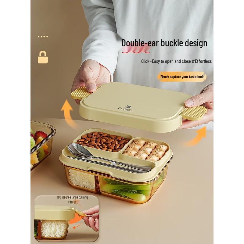 CAMUZ Amber Glass Lunch Box with Utensils