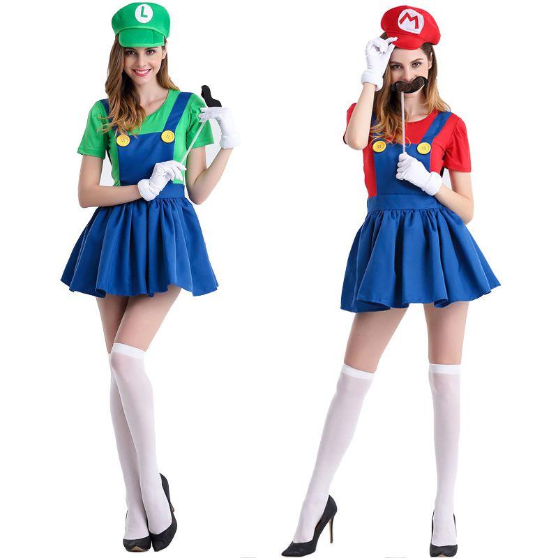 Women's Super Mario Bros Luigi Costume With Breathable Spandex And Exquisite Workmanship