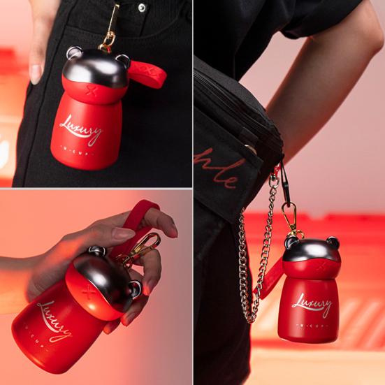 120ml Portable Cup Portable Leak-proof Wear-resistant Keep Warm Hanging Bear Cute Animal Shape Insulated Bottle