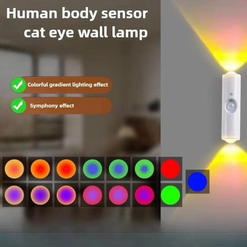 Intelligentes RGB-Verlaufs-Nachtlicht Magnetischer Bewegungssensor Wiederaufladbare Wandleuchte für Schlafzimmer Badezimmer Schrank Garten Heimdekoration