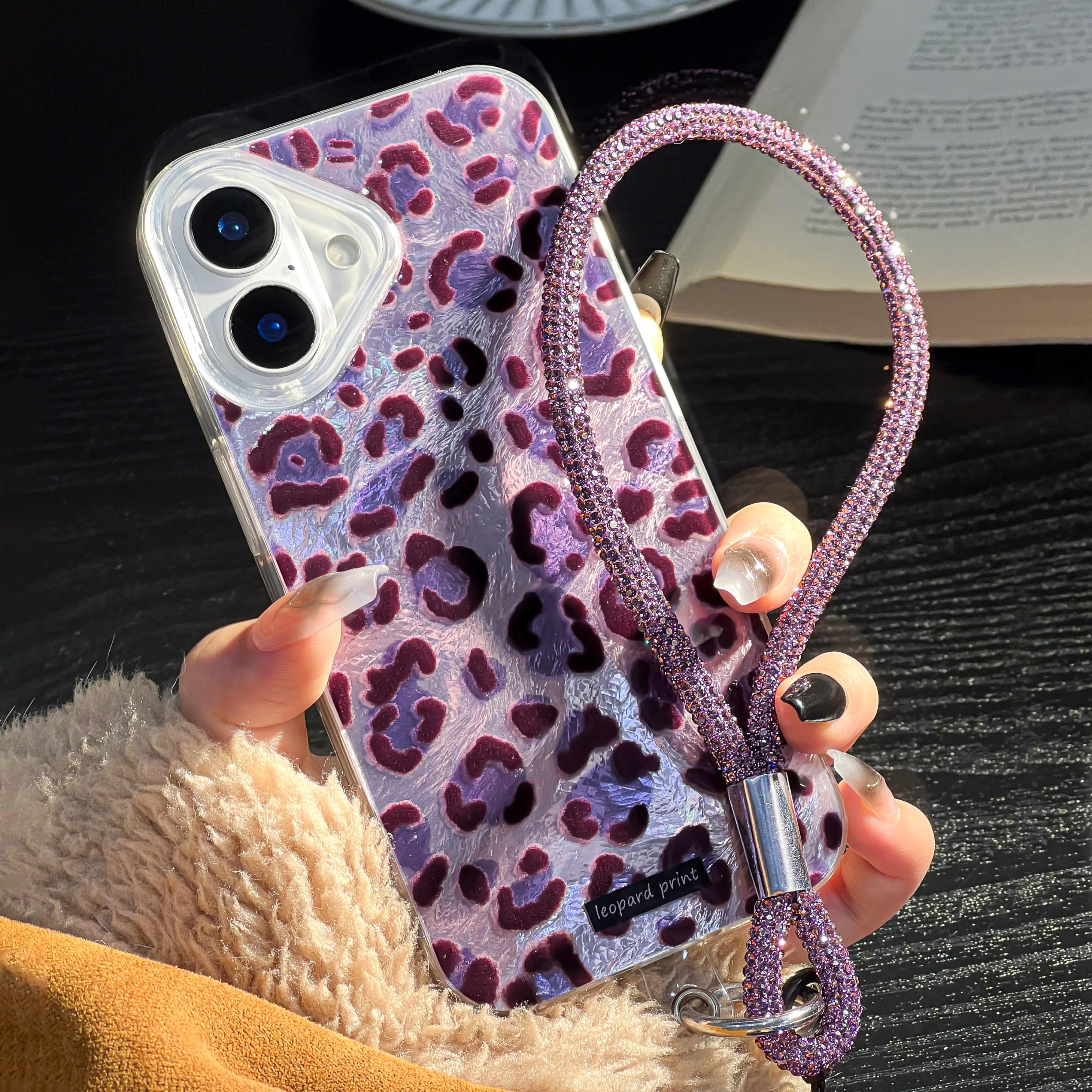 

Браслет Цепочка Шнурок Чехол для телефона Для iPhone 11 Funda iPhone 13 15 14 16 Pro Max 12 Противоударный Леопардовый Жесткий Пластиковый Чехол iPhone 13