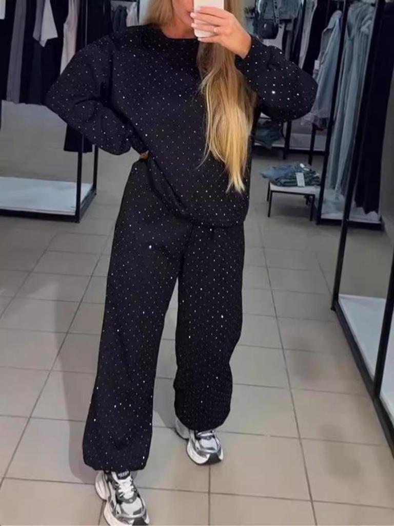 2025 Autumn/Winter Women's Casual Two-Piece Set: Round Neck Sweatshirt & Drawstring Jogger Pants