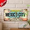 D Flat Mexico City Aluminum Sign Vintage Aluminum Wall Decoration Capital Landmark Theme Office and Bar Decoration