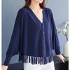 Tassel Knitted Cardigan Coat for Women Autumn/Winter Loose V-neck Sweater for Women