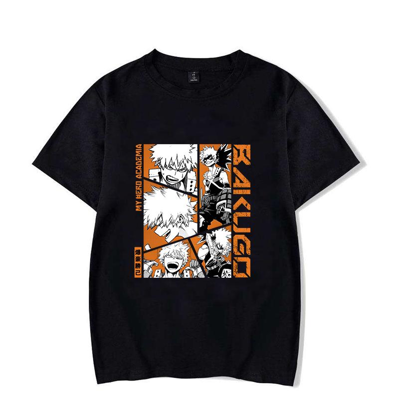 Anime Bakugou Katsuki Printed T-shirts for Women Men Summer Tee Shirt Personality Casual Short Sleeves Round Neck Tops
