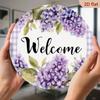 Purple Plaid Metal Wall Sign 20x20cm Rustic Country Decor for Home and Veranda