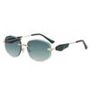 European Style Frameless Oval Sunglasses With Uv400 Protection For Fashion And Travel