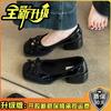 French Bow Thick Heel One Pedal High Heels Autumn Ballet Shoes Bag Head Small Leather Shoes Women Mary Jane Single Shoes