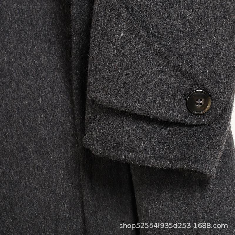 Autumn and Winter Small Wool Double-sided Woolen Coat Stand-up Collar Lace-up Waist Wool Woolen Coat Women