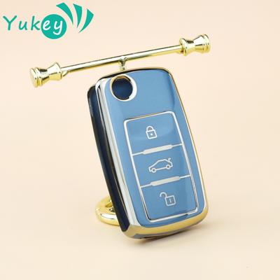 TPU Puzdro na kľúče od auta pre Beetle/Caddy/Eos/Golf/Jetta/Polo/Scirocco/Tiguan/Touran/UP pre VW Obal na kľúč od auta Diaľkový vyklápací 3 tlačidlá