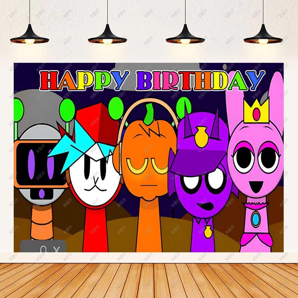 Hot Game-Incredibox Sprunki Kids Birthday Party Balloon Banner Background Cake Topper Decoration Baby Boy Party Supplies Gifts