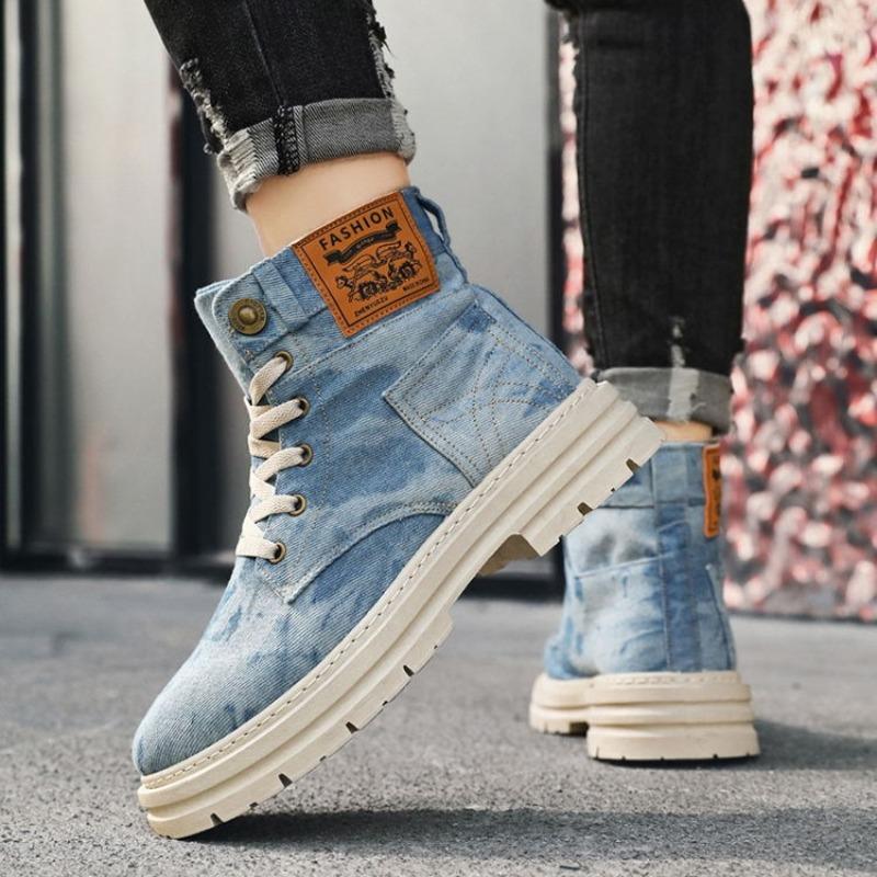 Fashion Men Shoes Spring High Top Canvas Boots 2025 Fashion Casual Sneakers for Men Plus Size Versatile Shoes British Style Tooling Boot
