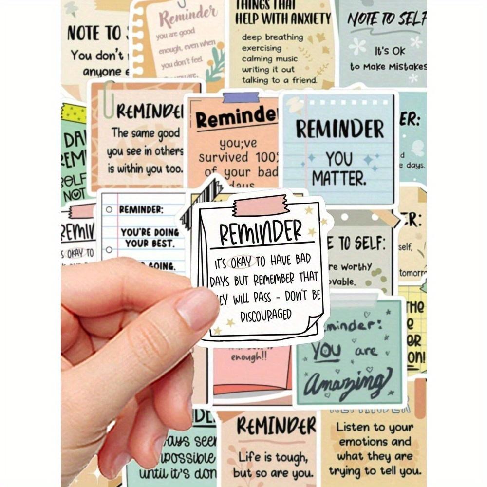 50pcs Cartoon Doodle Reminder Note Stickers For DIY Decoration On Laptop, IPad, Guitar, Water Bottle, Phone Case, Waterproof