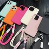 Leather Texture Phone Case with Hand Wrist Strap For iPhone 16 Pro Max 15 14 Plus 13 12 11 XS XR X Wristband Soft TPU Back Cover