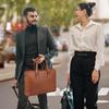 Vannus Men's Genuine Leather Briefcase, Business Attache Case, Fits A4 Size and 14-inch Laptops, Freestanding, Brown