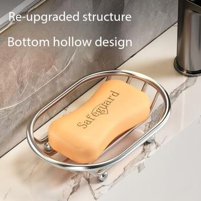 Creative Soap Dish, Oval Soap Tray with Drainage, Bathroom Soap Holder, Thickened Stainless Steel Material, Durable, Bathroom Accessory