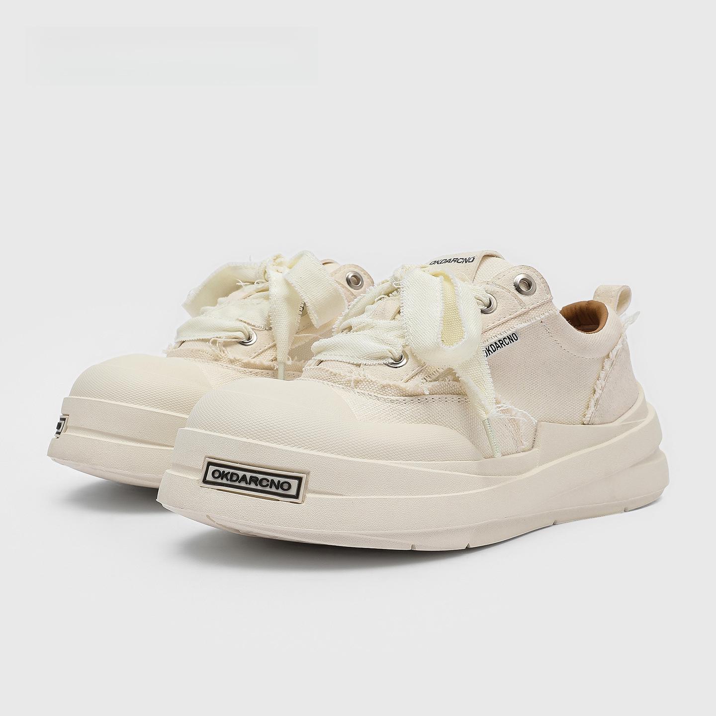 

Yan Haoxiang Style Canvas Bandage Shoes: Trendy Unisex Thick-Soled Sneakers for Height Boost and Casual Wear Men s 44