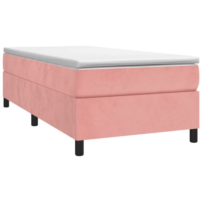 Cadre de lit avec matelas - Maison Exclusive - 90x190 cm - Velours rose - Ressorts ensachés