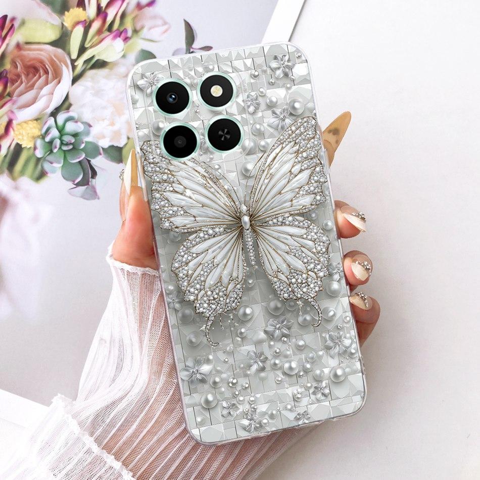For Honor X6C Cute Flower Butterfly Cat Painted Case HonorX6c X 6C 4G NIC-LX1 LX2 LX3 Soft Silicone TPU Phone Cases
