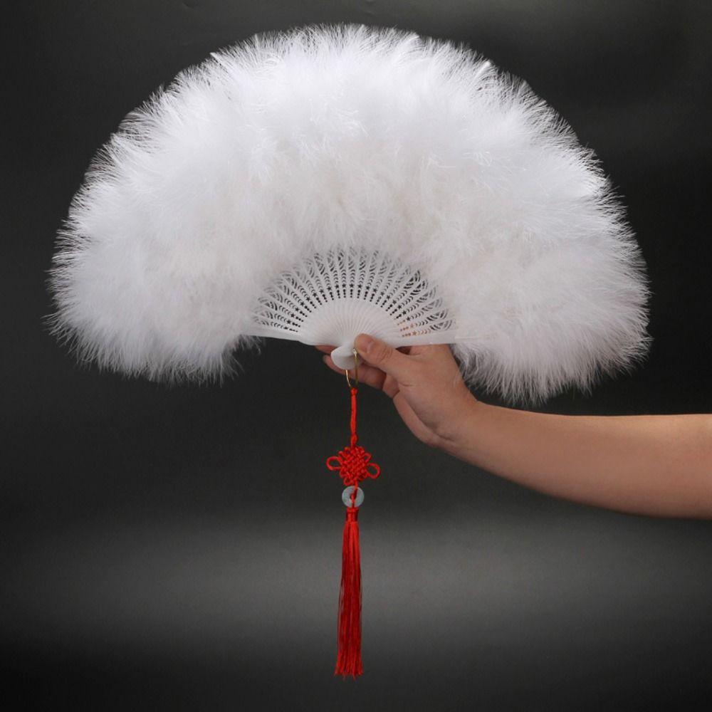 Chinese Handheld Feather Fan Colorful Show Dance Fan Art Fans Cosplay Props Fan  Home Decoration