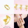 Elegant Gold Plated Brass Open Bow Ring Adjustable Minimalist Women's Fashion Jewelry