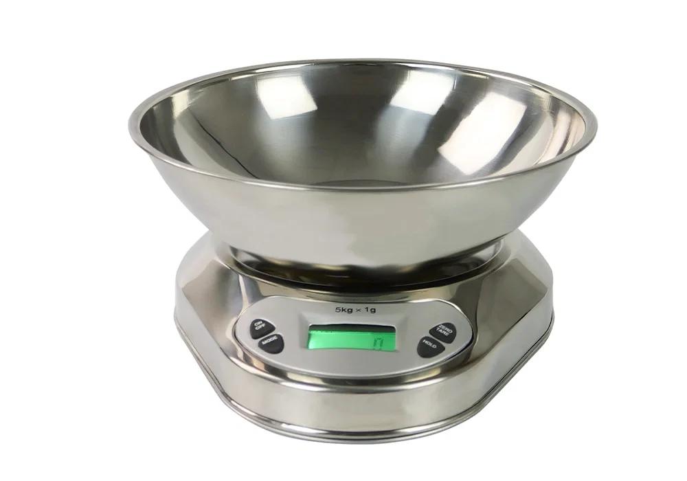 Electronic Kitchen Scale with Bowl Up to 5 , Metal, Accurate 1 Wagpro-K5C