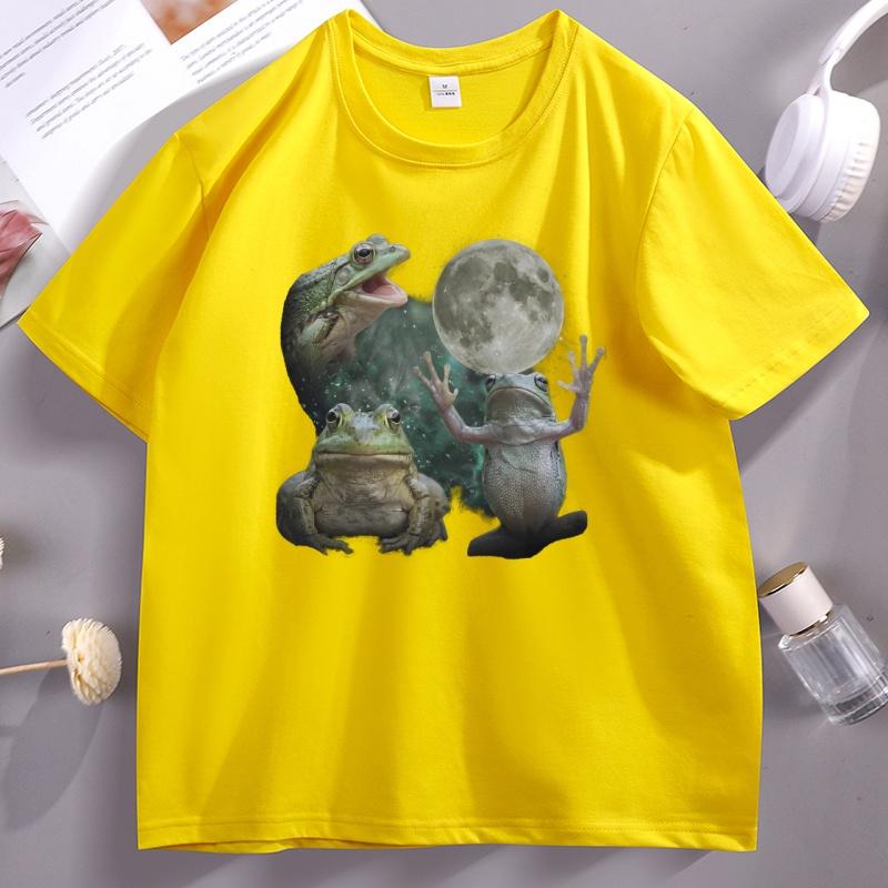 Three Frog Moon Comfort TShirt for Unisex Unisex Graphic Tee Shirt Vintage 90s Streetwear TShirts Casual Cotton Short Sleeve Tops