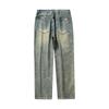 Mingge | American retro trendy brand ink splashing design jeans men's fashion loose casual wide-leg straight pants