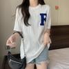 Spring 2025 New American Ice Silk Towel Embroidered Short Sleeve T-Shirt Female Student Hong Kong Style Large Edition Loose White Top