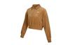 Abbigliamento Sportivo Donna Felpa con Logo e Mezza Zip in Velluto a Coste Marrone DQ5939-258