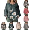 Summer Tops For Women Cute O Neck 3/4 Sleeve Blouses Floral Print Top Casual Shirts