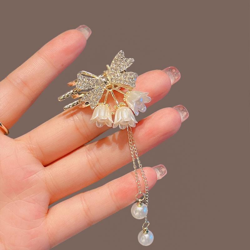 Maiglöckchen-Quasten-Haarnadel, luxuriöse künstliche Perlen, modische Haarklammer für Frauen