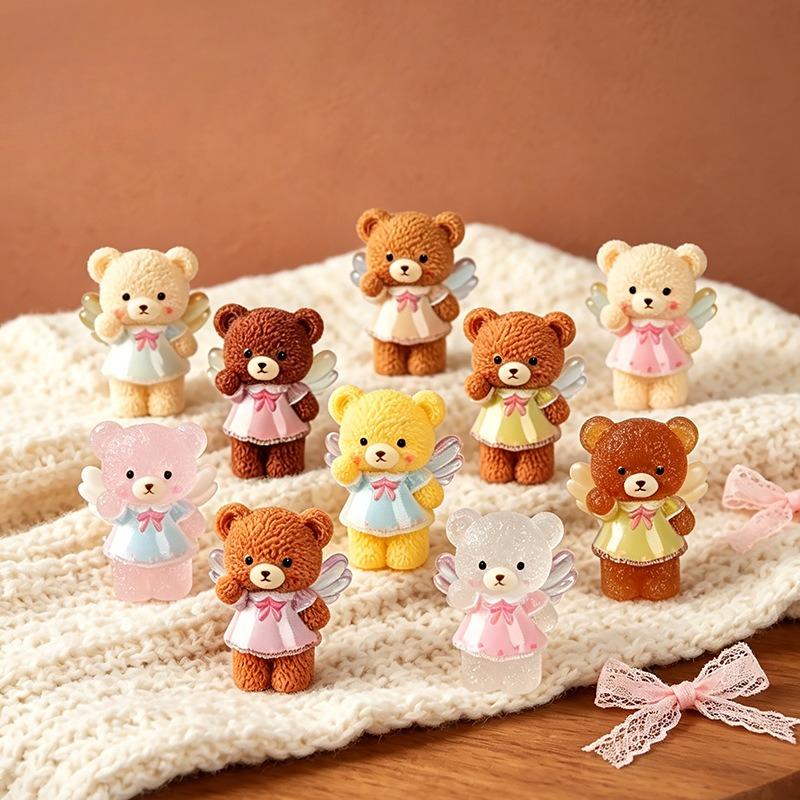 Miniature Landscape Angel Teddy Bear Creative Cute Figurine Car Decorative Gift Table Decoration Item
