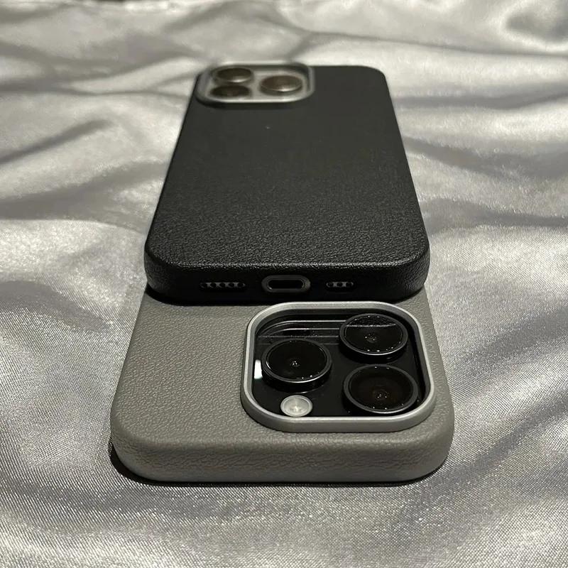 Matte Leather Phone Case For iPhone 16 Pro Max 15 14 Plus 13 12 11 XS Max XR XS X 7 8 SE 16 Shockproof Bumper Cover