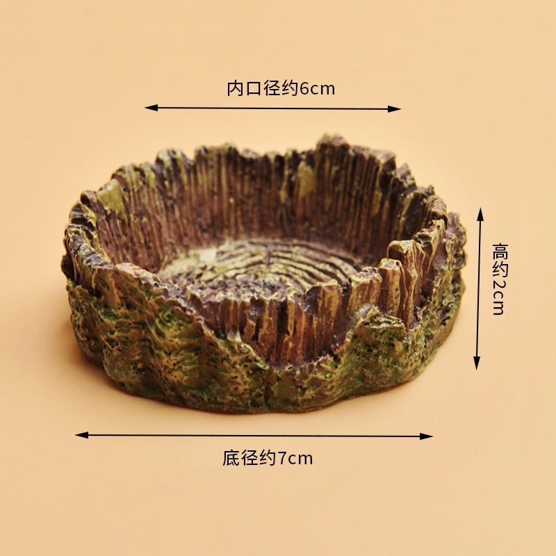 Resin Reptile Food Water Dish Lizard Gecko Turtle Frog Spider Snake Terrarium Decorative Tree Stump Feeder