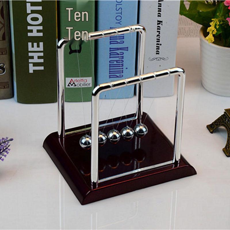 Medium Square Newton s Cradle Desk Ornament - Peculiar Home Decoration and Small Gift Craft Black Base