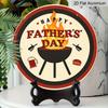 2D Flat, 1pc Round Aluminum Hanging Sign - Happy Father's Day BBQ Grill Metal Wall Art, Father's Day Themed Decor Sign, Retro Beer & Burger Design