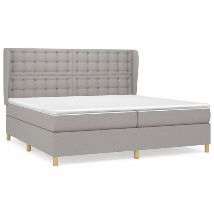 3128869 vidaXL Lit à sommier tapissier avec matelas Gris clair 200x200cm Tissu