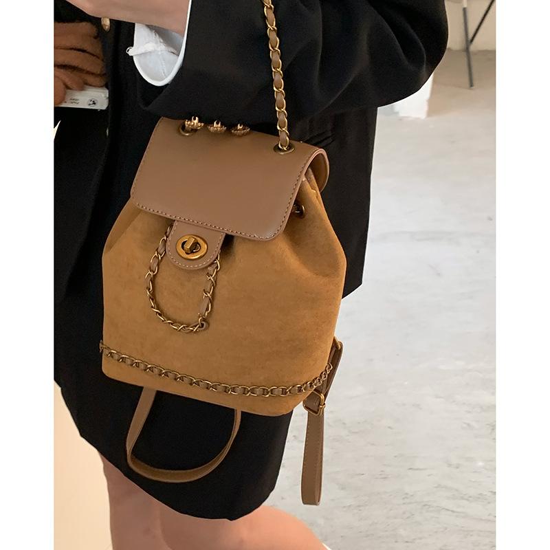 Retro Large-capacity Chain Backpack for Women, Large-capacity Bucket Bag