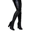 Women Boots Over The Knee Mature Knight Boots Square Heel Spring and Autumn New Black Side Zipper Over The Knee boots Women Shoe