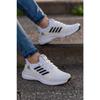 Pantofi de sport ortopedic alb din cauciuc cu 4 linii pentru bărbați Wsb0716