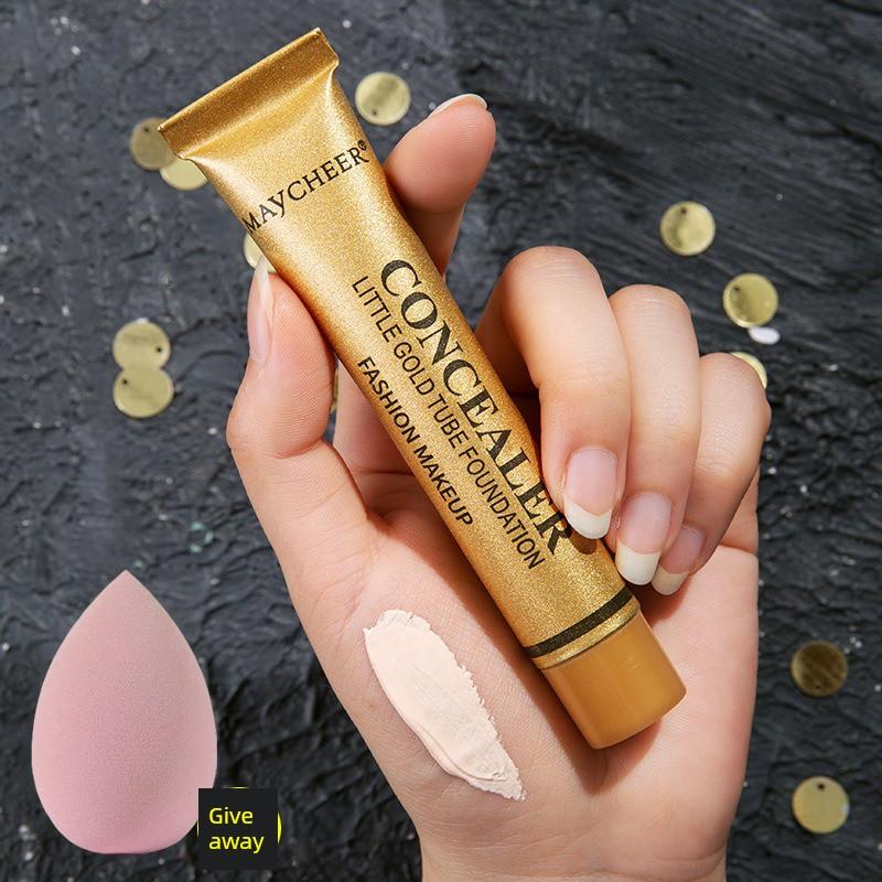 [Official Genuine Product] Small Gold Tube Concealer, Non-Caking, Covers Spots, Freckles, Acne Marks, Tattoos, Waterproof, Long-Lasting