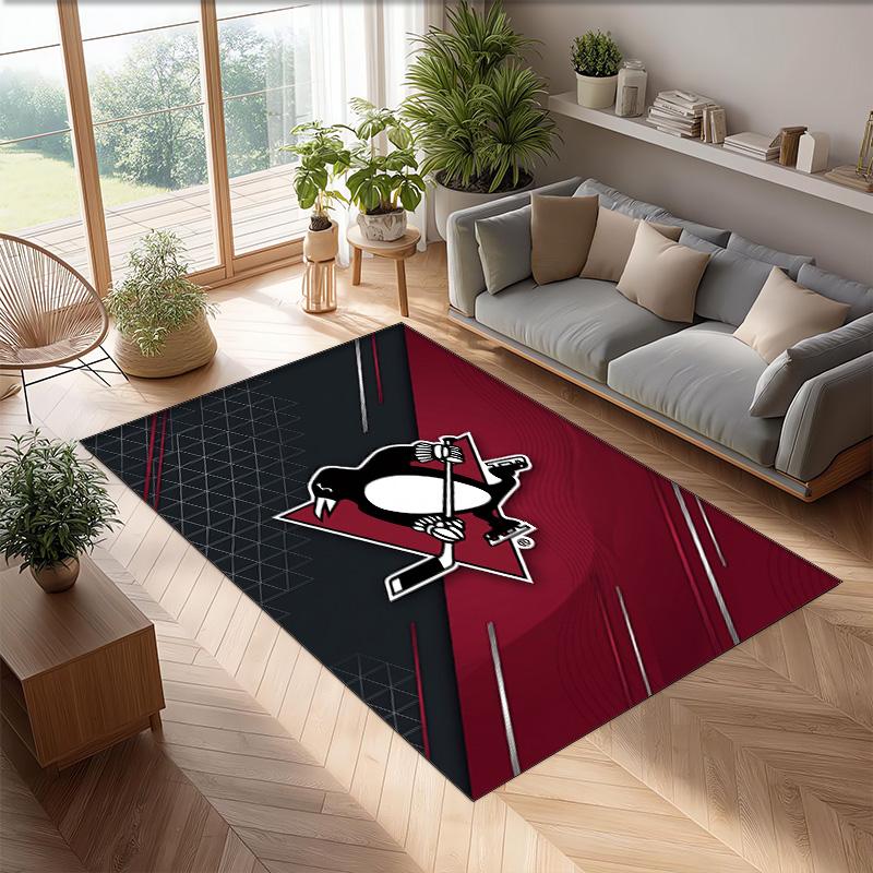 Pittsburgh Penguins Crystal Velvet Carpet Soft Anti?Slip Floor Mat Comfortable Home Living Room Bedroom Decor Rug