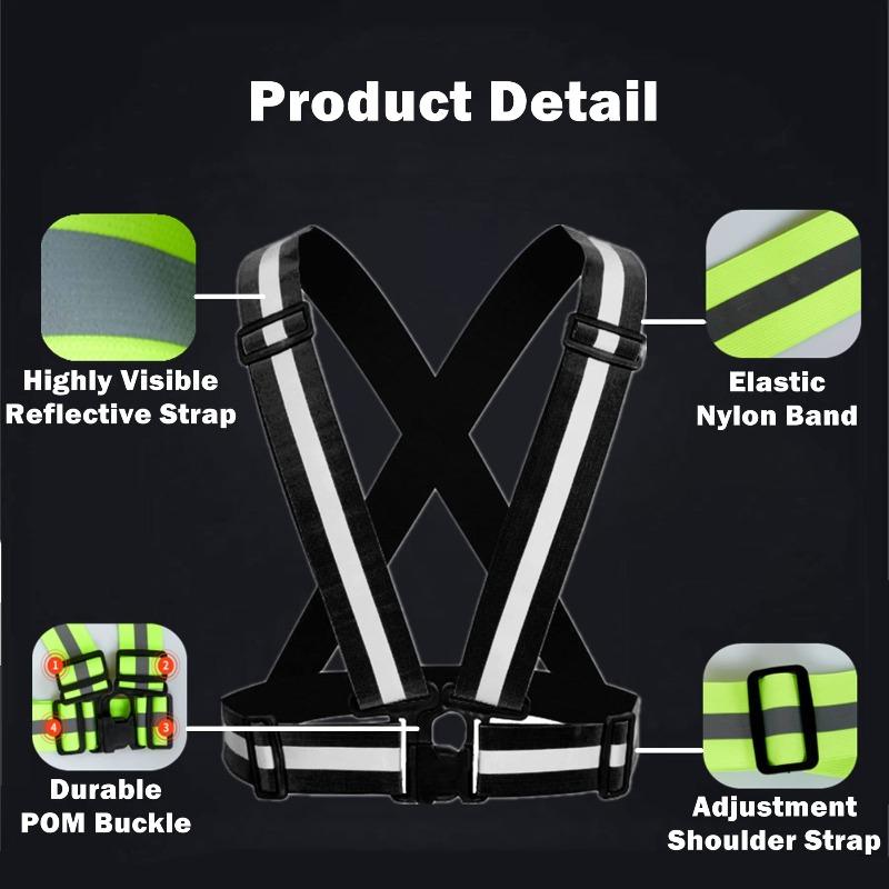 3PCS Reflective Safety Vest Bicycle - High Visibility Flashing Vest Set, A Safe Night Cycling Equipment